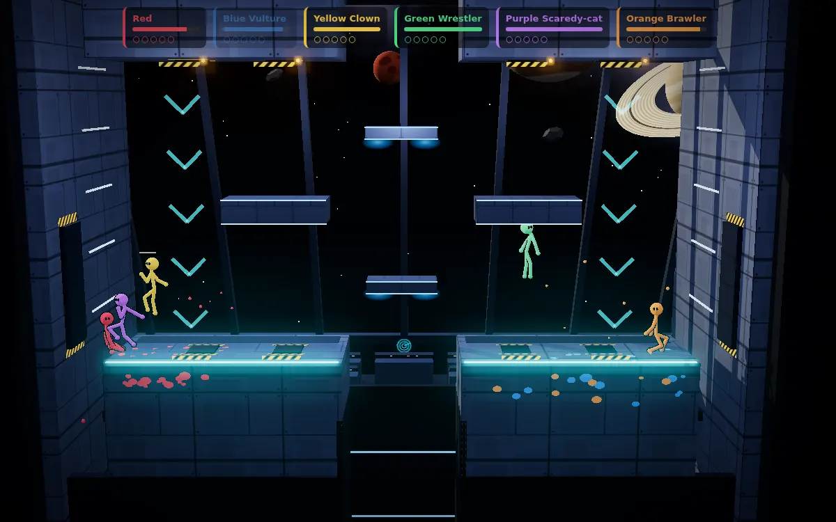 Command Deck map: fighters on platforms inside a spaceship, with space in the background